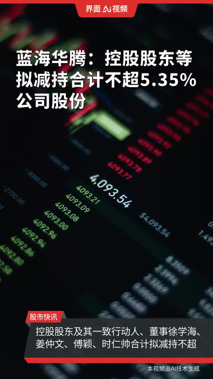 蓝海华腾：控股股东及其一致行动人拟减持公司不超1.65%股份